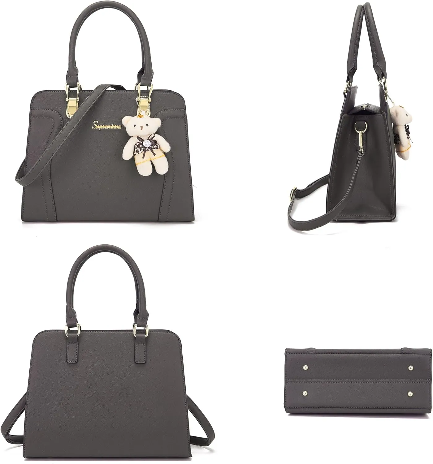 Soperwillton Purses for Women Crossbody Shoulder Handbags Top Handle Satchel Tote Bag Wallet Set 3pcs