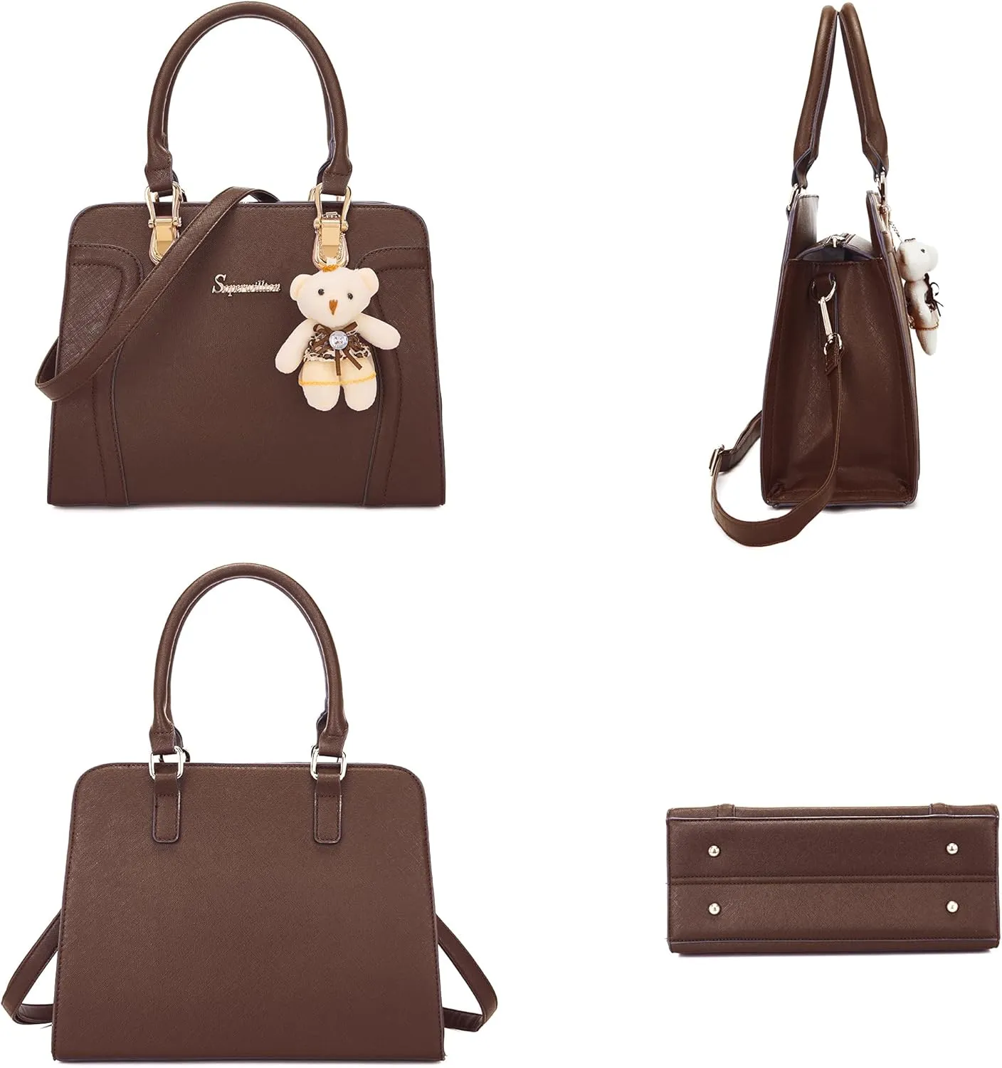 Soperwillton Purses for Women Crossbody Shoulder Handbags Top Handle Satchel Tote Bag Wallet Set 3pcs