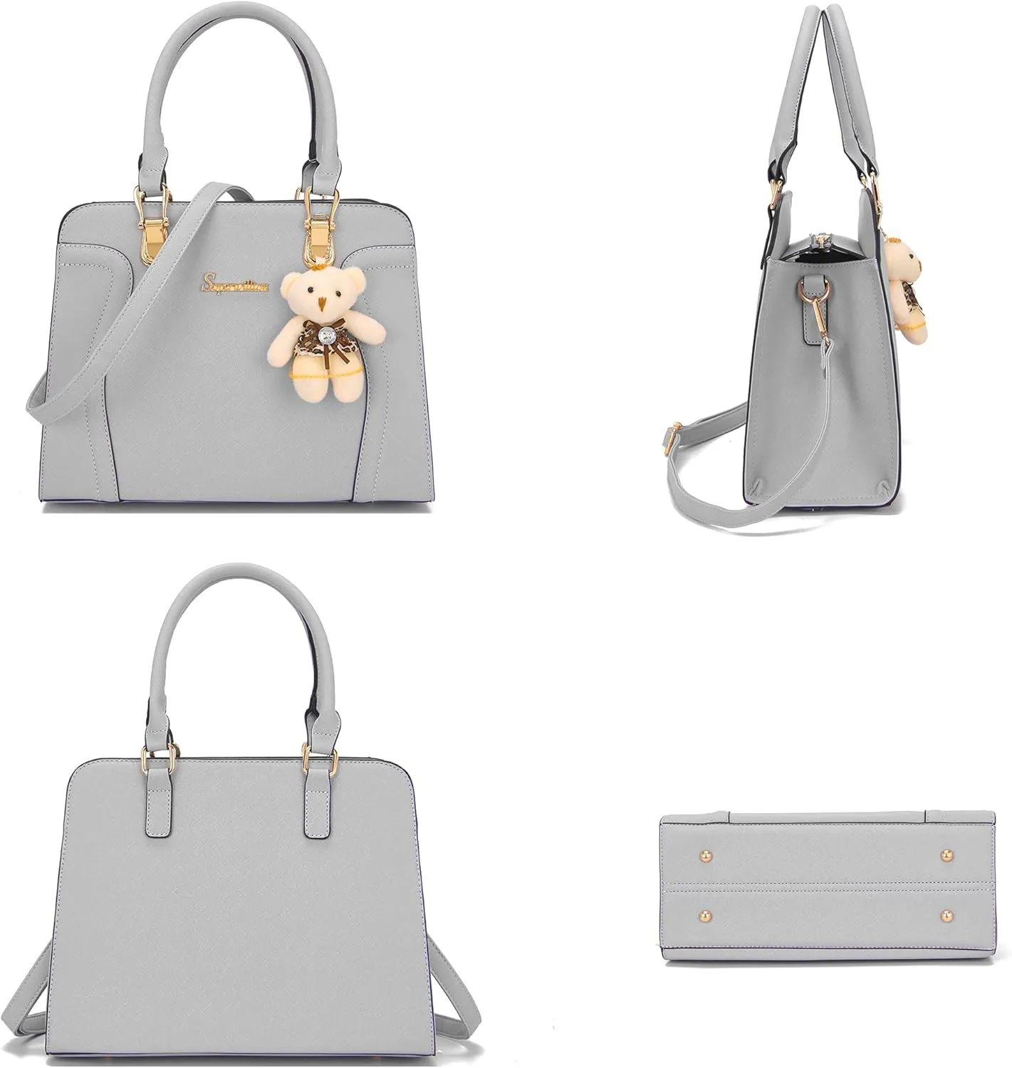 Soperwillton Purses for Women Crossbody Shoulder Handbags Top Handle Satchel Tote Bag Wallet Set 3pcs