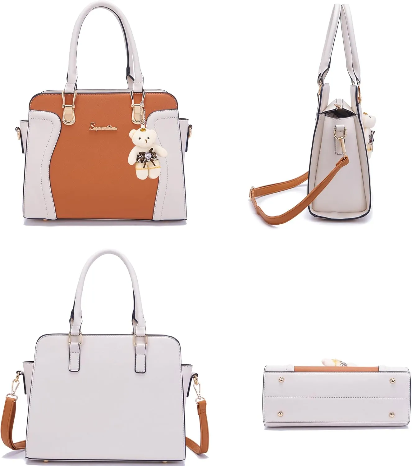 Soperwillton Purses for Women Crossbody Shoulder Handbags Top Handle Satchel Tote Bag Wallet Set 3pcs