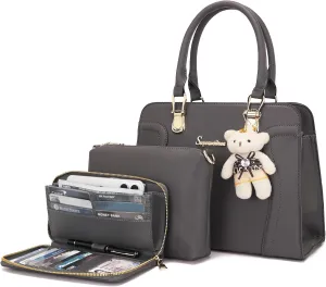 Soperwillton Purses for Women Crossbody Shoulder Handbags Top Handle Satchel Tote Bag Wallet Set 3pcs