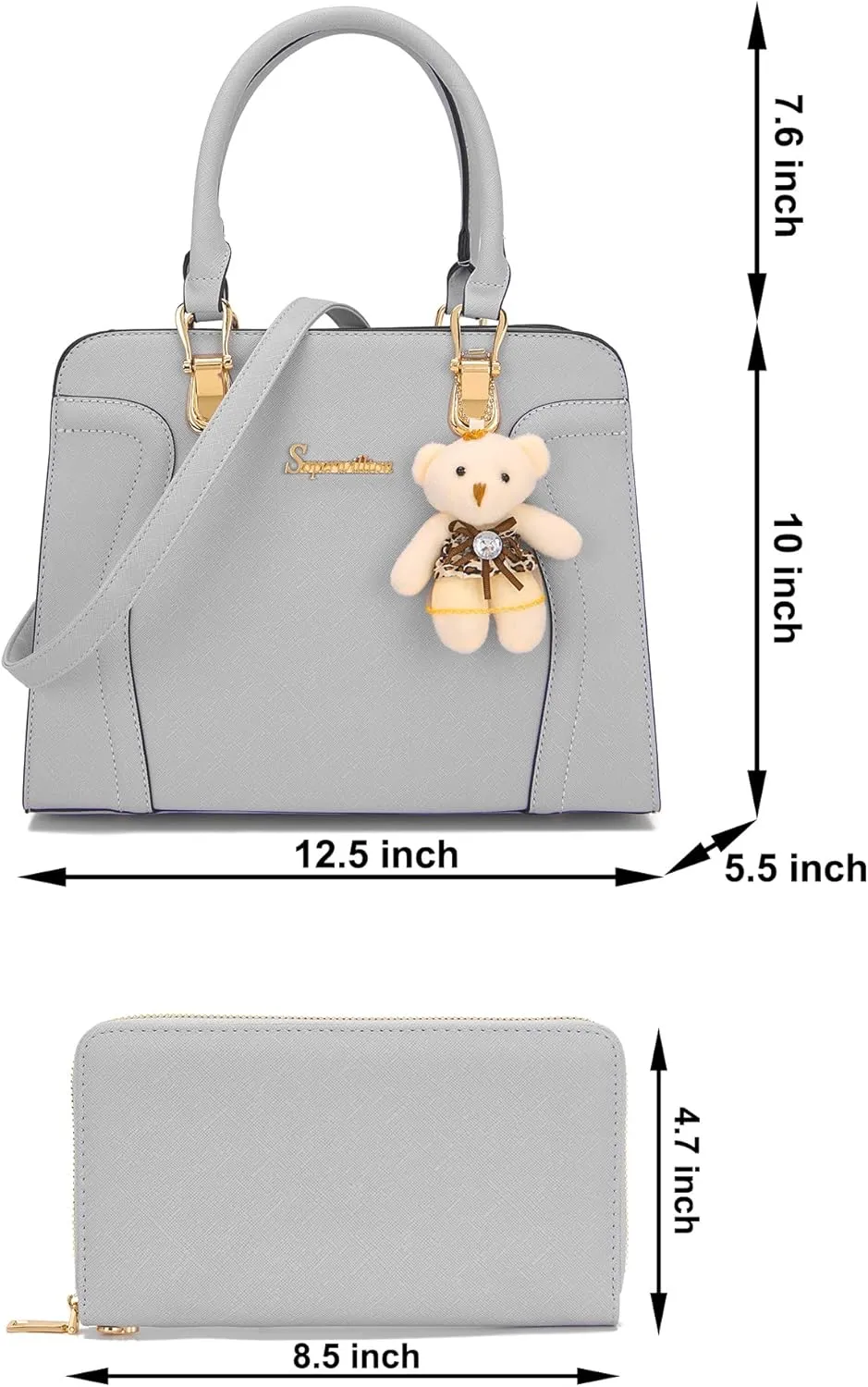 Soperwillton Purses for Women Crossbody Shoulder Handbags Top Handle Satchel Tote Bag Wallet Set 3pcs