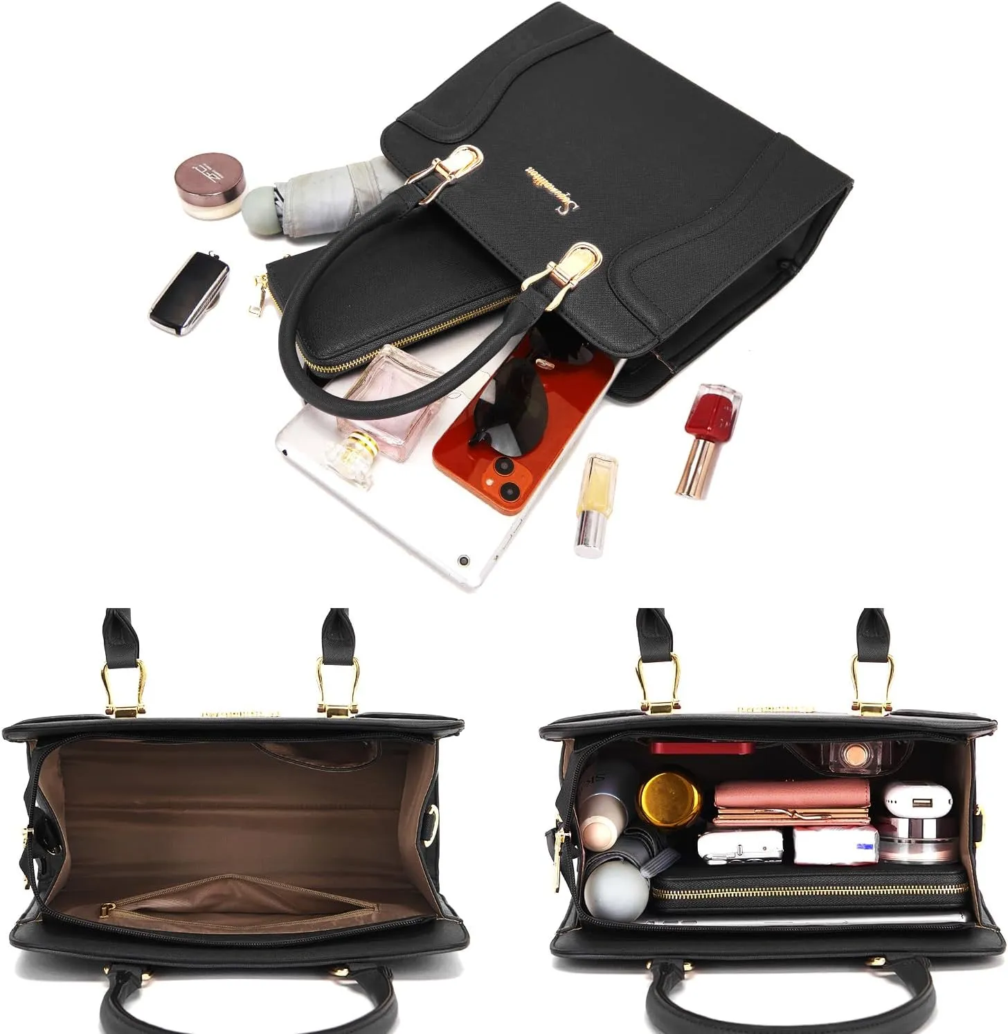 Soperwillton Purses for Women Crossbody Shoulder Handbags Top Handle Satchel Tote Bag Wallet Set 3pcs