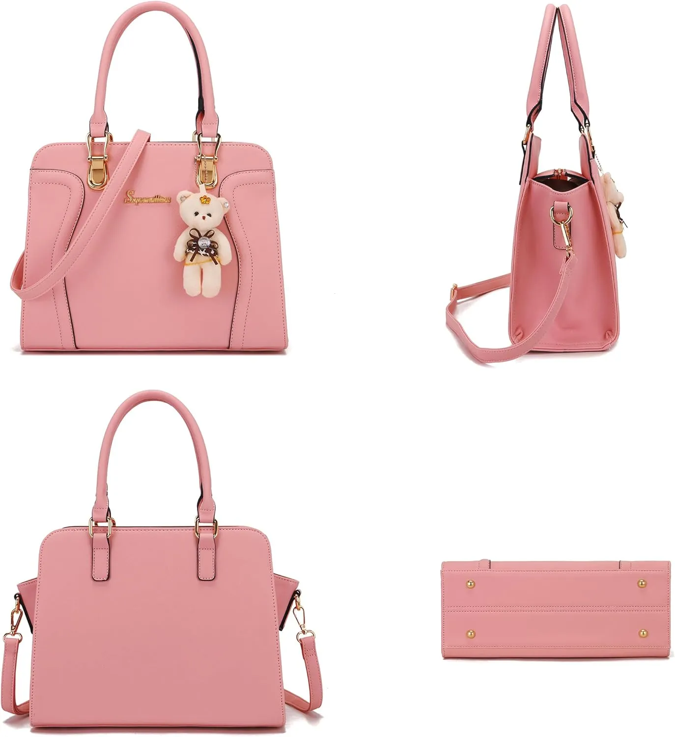 Soperwillton Purses for Women Crossbody Shoulder Handbags Top Handle Satchel Tote Bag Wallet Set 3pcs