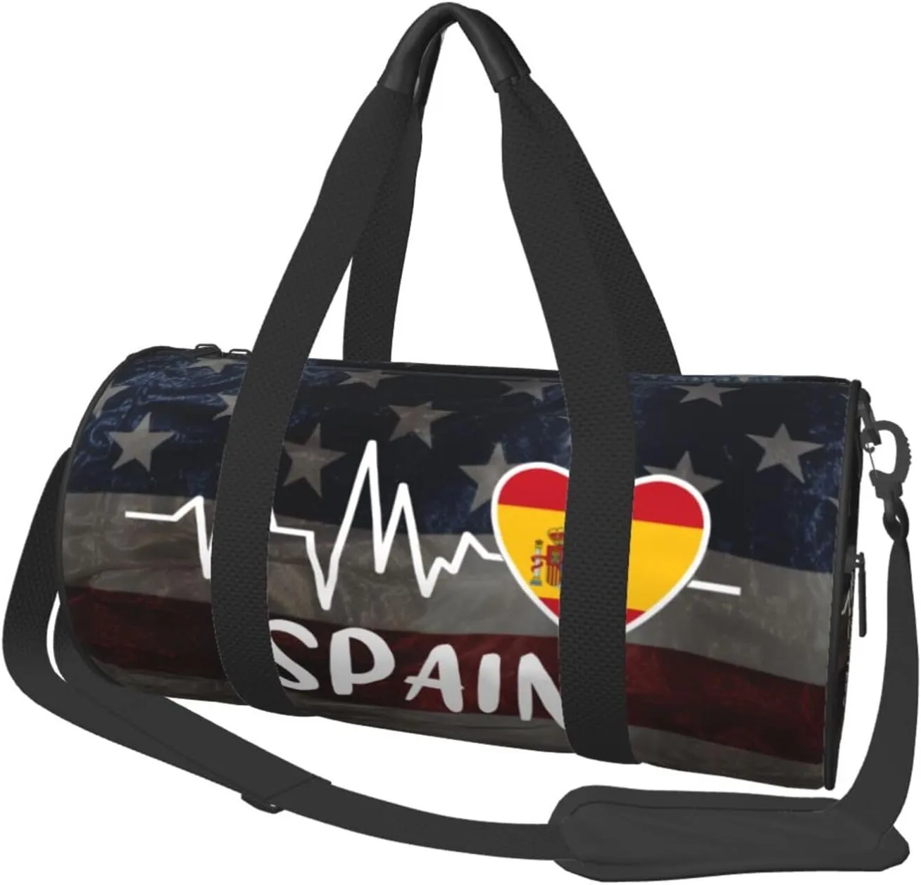 Spain Heartbeat Duffel Bag Gym Bag Travel Sports Tote Large Foldable Beach Swim Yoga1