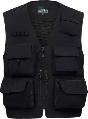 Spanye Mens Fishing Hunting Vest Outdoor Travel Utility Vest Tactical Work Jacket Multi Pocket