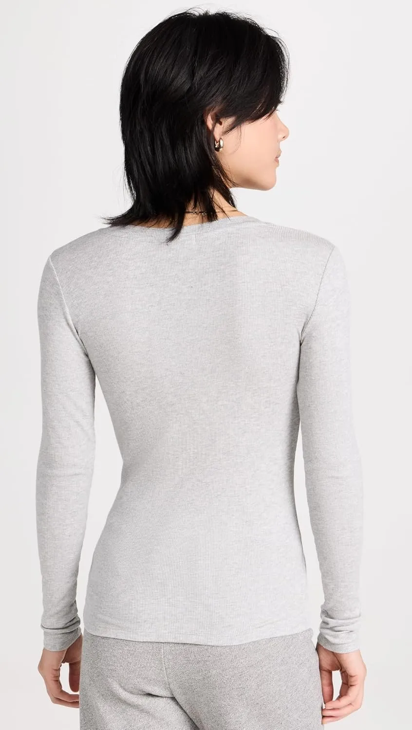 Splendid Women's 2x1 Rib Long Sleeve V-Neck T-Shirt