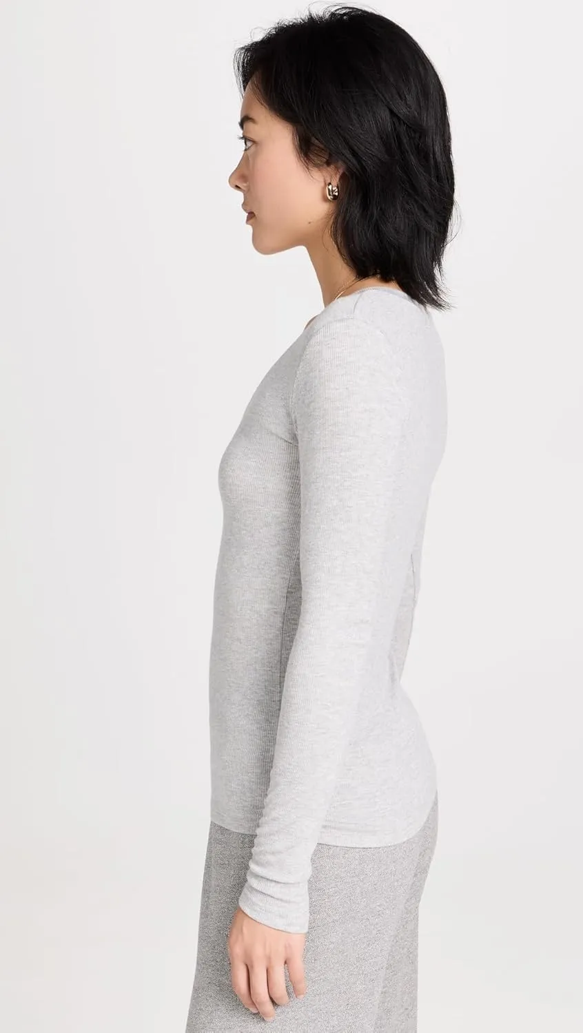 Splendid Women's 2x1 Rib Long Sleeve V-Neck T-Shirt