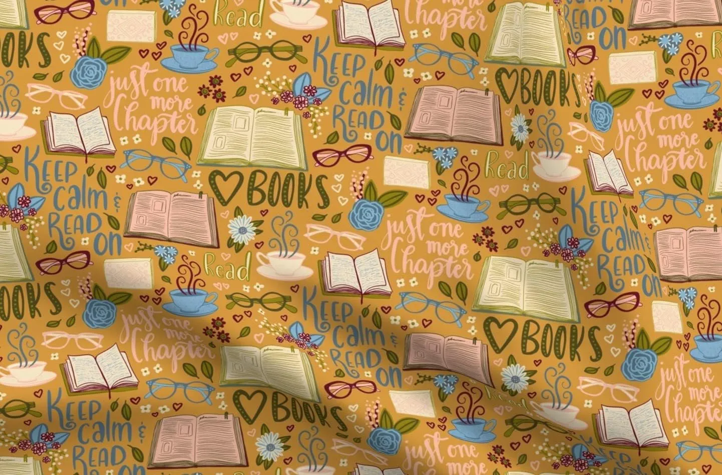 Spoonflower Fabric - Chapter Book Lover Reading Librarian School Club Library Time Printed on Petal Signature Cotton Fabric by The Yard - Sewing Quilting Apparel Crafts Decor