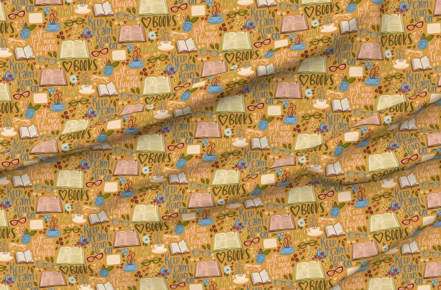 Spoonflower Fabric - Chapter Book Lover Reading Librarian School Club Library Time Printed on Petal Signature Cotton Fabric by The Yard - Sewing Quilting Apparel Crafts Decor