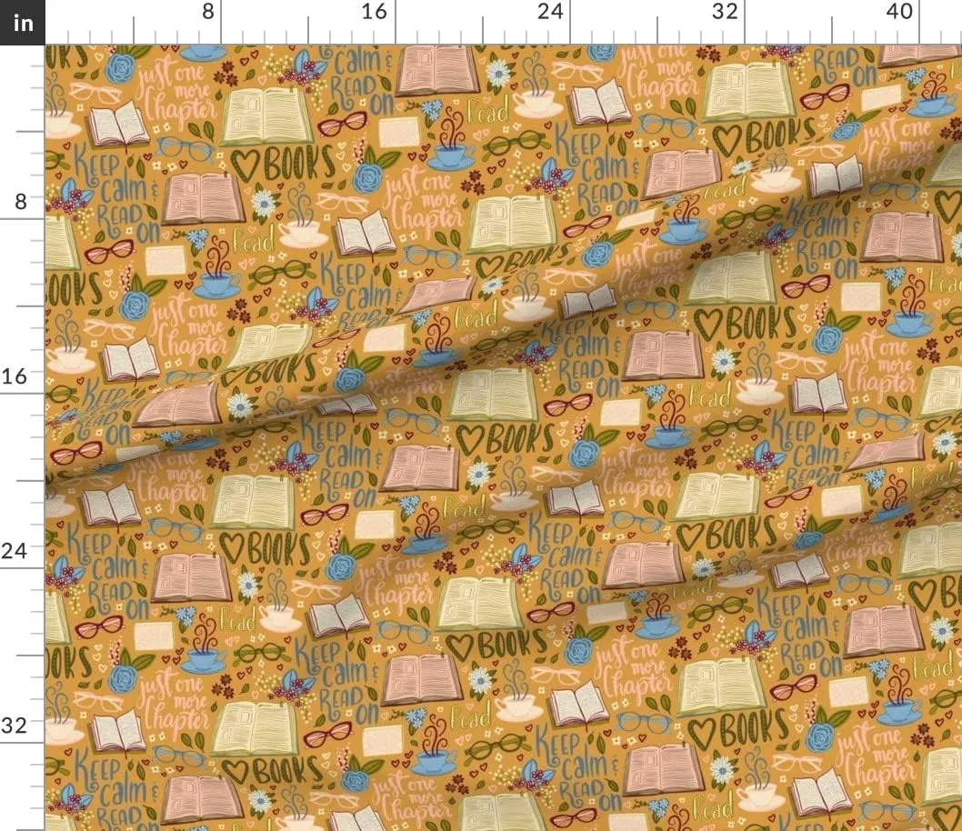 Spoonflower Fabric - Chapter Book Lover Reading Librarian School Club Library Time Printed on Petal Signature Cotton Fabric by The Yard - Sewing Quilting Apparel Crafts Decor