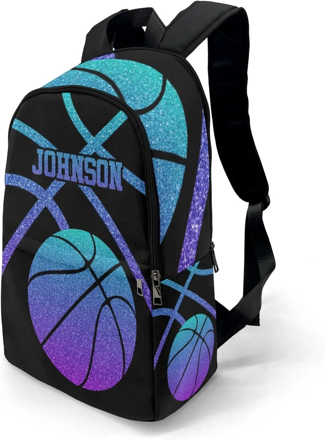 Sport Basketball Ombre Sparkling Personalized Backpack for Teen Custom Travel Backpack for Boys Girs Bookbag Casual Bag Name Gift, Design 11, EU5566SS