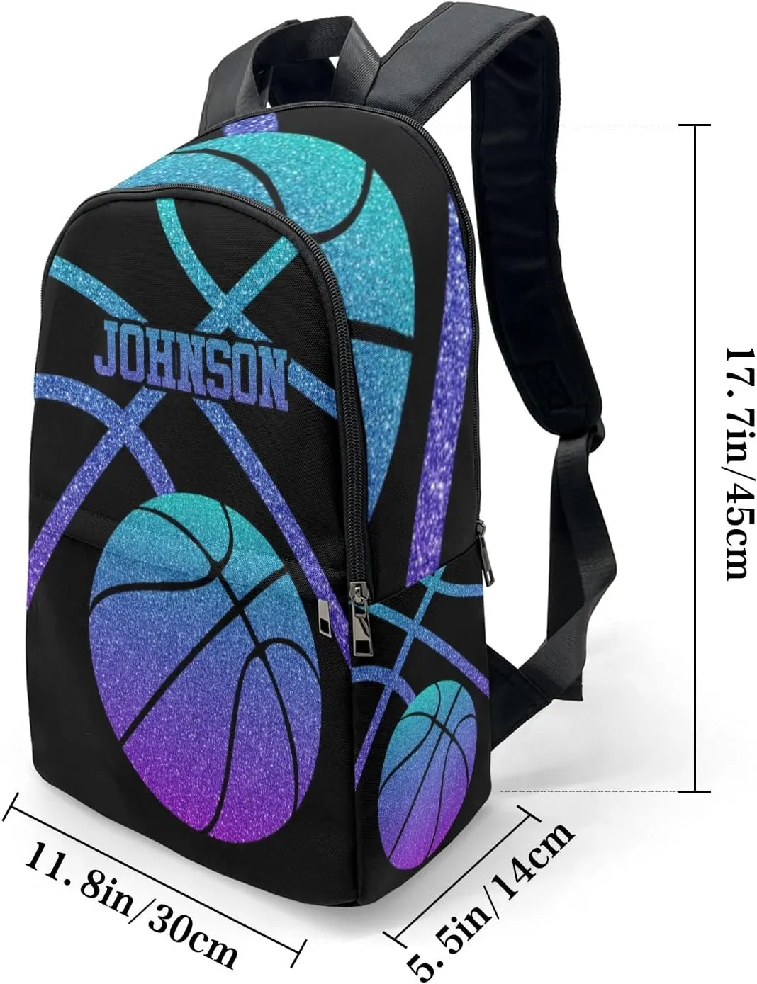 Sport Basketball Ombre Sparkling Personalized Backpack for Teen Custom Travel Backpack for Boys Girs Bookbag Casual Bag Name Gift, Design 11, EU5566SS