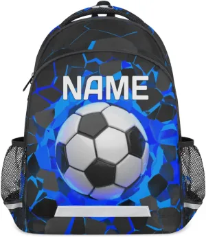 Sport Football Ball Custom Name School Backpack for Boy Girl Teen Soccer Sport Personalized Student Bookbag for Primary Junior College Customized Laptop Backpack for Men Women