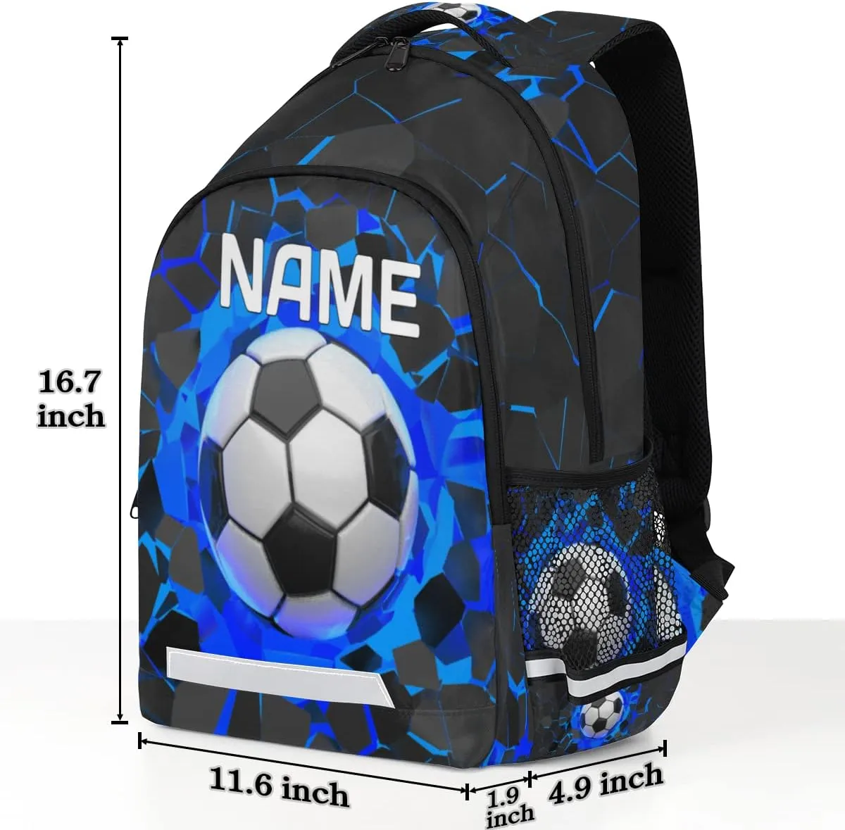 Sport Football Ball Custom Name School Backpack for Boy Girl Teen Soccer Sport Personalized Student Bookbag for Primary Junior College Customized Laptop Backpack for Men Women