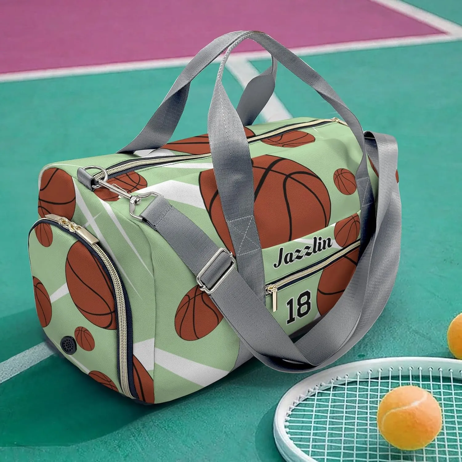 Sport Player Duffle Bag for Travel,Personalized Sport Basketball Mint Carry on Bag Travel Bags Overnight Weekend Gym Bag Carry On Luggage Bags