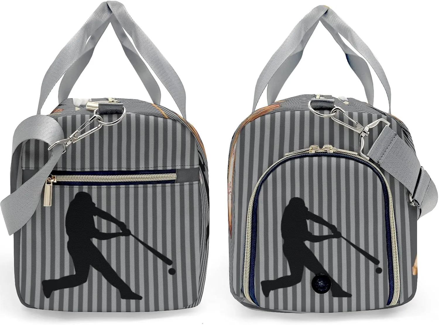 Sport Player Gym Bags Travel Duffle Bag,Baseball Player Stripes Gray Weekender Duffel Bag with Shoe Compartment,Personalized Workout Duffle Sports Bag for Travel Yoga