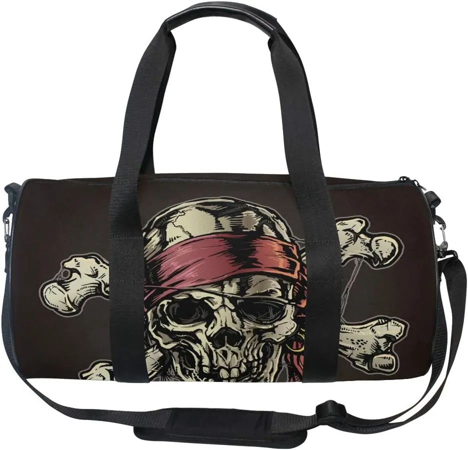 Sports Gym Bag Duffle Bag Pirate Skull Travel Luggage for Men Women