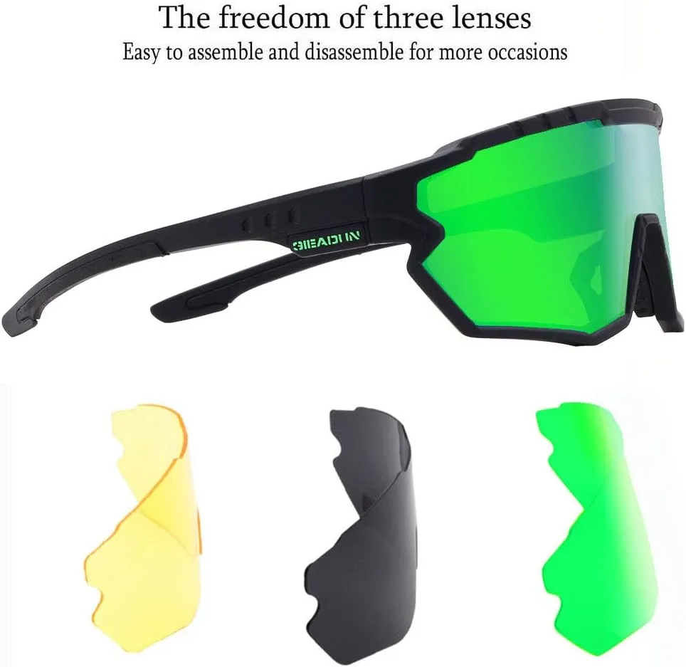 Sports Sunglasses Cycling Glasses Pink Polarized Glasses Baseball glasses with 3 lenses,Fishing,Ski Running Golf