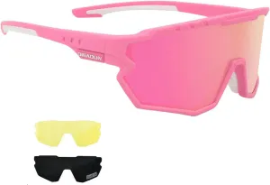 Sports Sunglasses Cycling Glasses Pink Polarized Glasses Baseball glasses with 3 lenses,Fishing,Ski Running Golf