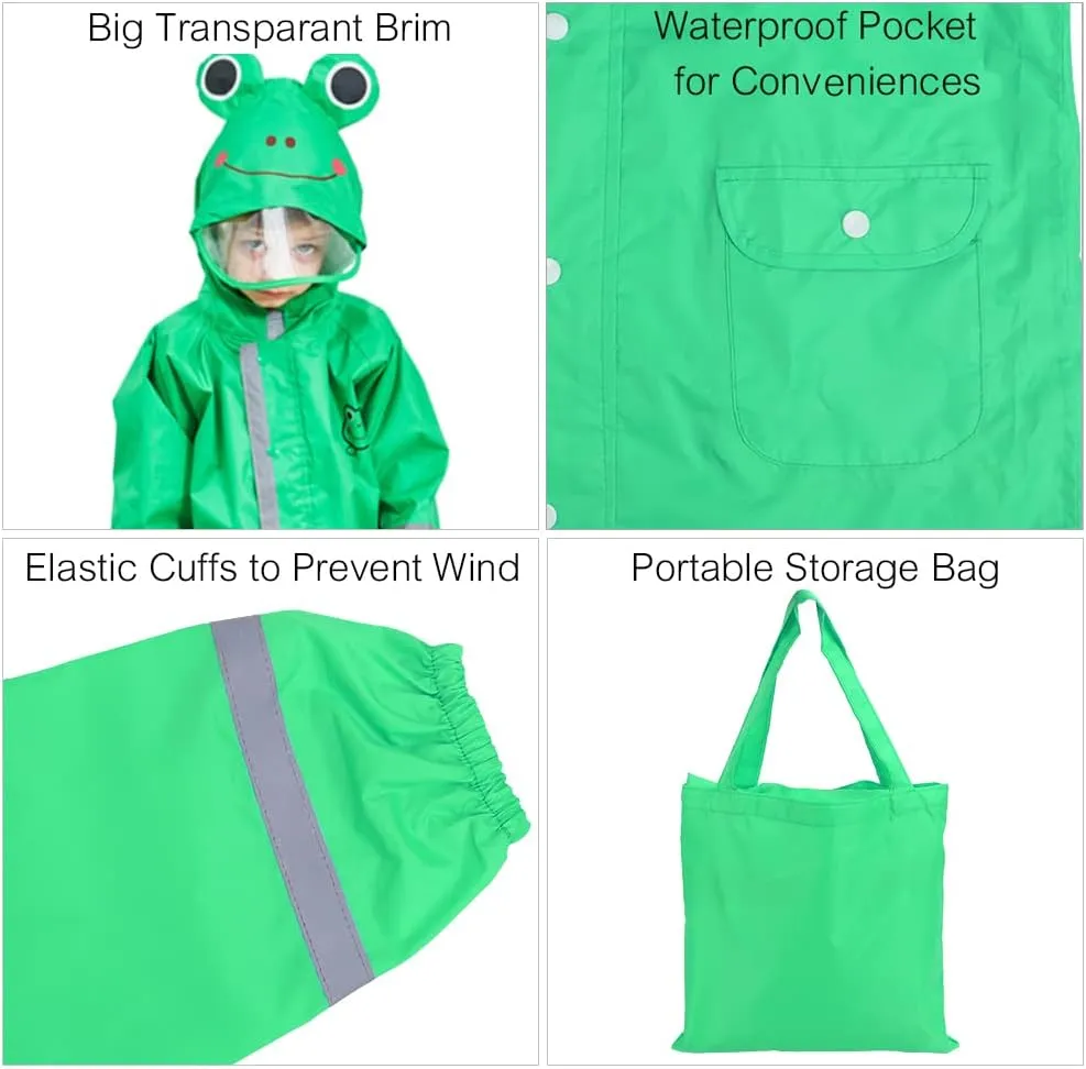 SSAWcasa Rain Poncho Kids with Hood, Toddler Rain Jacket Coat Girls Boys, Children Baby Raincoat Rainwear Gear Outerwear