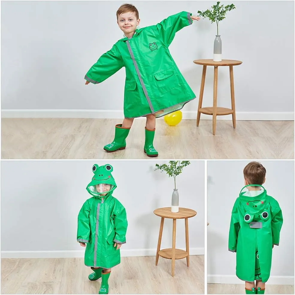 SSAWcasa Rain Poncho Kids with Hood, Toddler Rain Jacket Coat Girls Boys, Children Baby Raincoat Rainwear Gear Outerwear