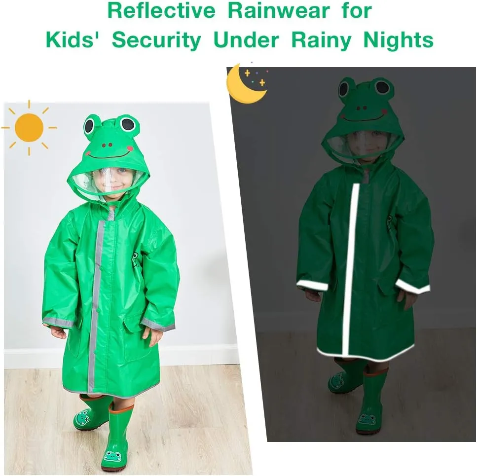 SSAWcasa Rain Poncho Kids with Hood, Toddler Rain Jacket Coat Girls Boys, Children Baby Raincoat Rainwear Gear Outerwear