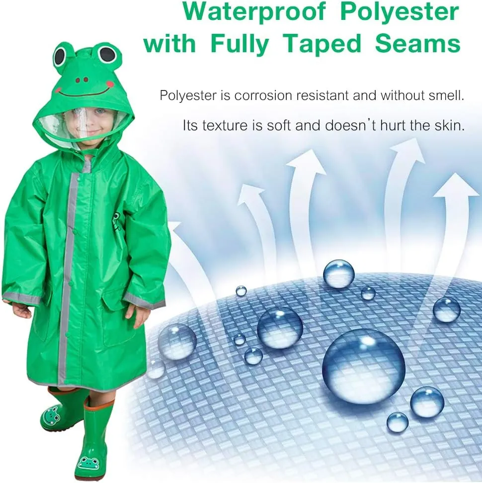 SSAWcasa Rain Poncho Kids with Hood, Toddler Rain Jacket Coat Girls Boys, Children Baby Raincoat Rainwear Gear Outerwear