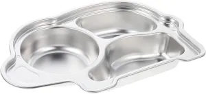 Stainless Steel Boys and Girls Compartment Plate Metal Divided Plate for Camping Hiking School Lunch