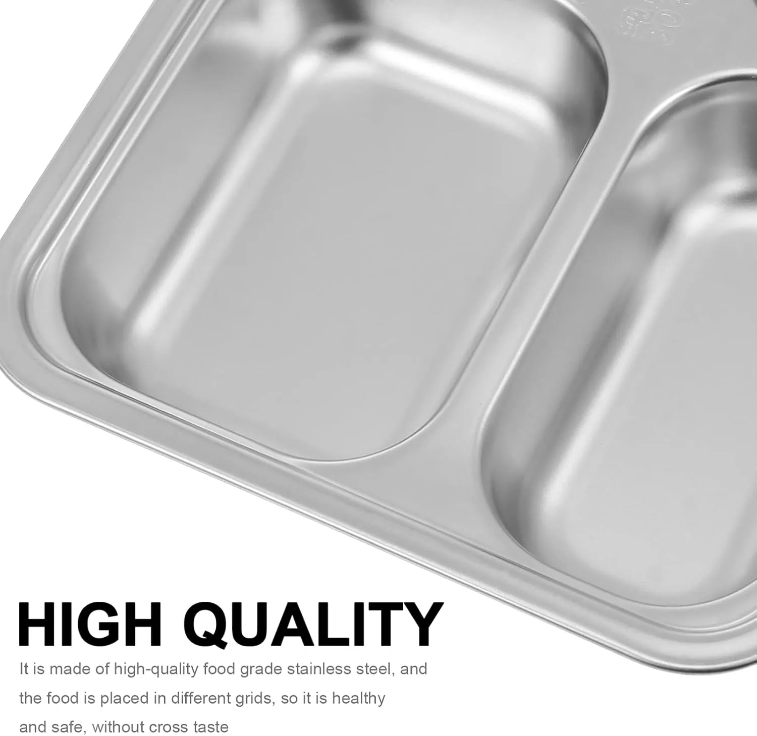 Stainless Steel Boys and Girls Lunch Tray Compartments Divided Plate Lid for School Camping Hiking and Outdoor Activities