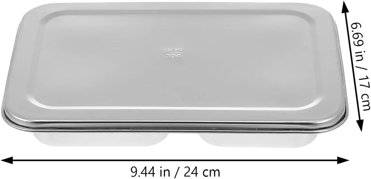 Stainless Steel Boys and Girls Lunch Tray Compartments Divided Plate Lid for School Camping Hiking and Outdoor Activities