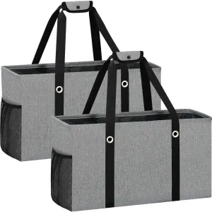 Standing Extra Large Utility Tote Bag with Metal Wire Frame, Large Structured Tote Bag with Hard Bottom, Beach Bag