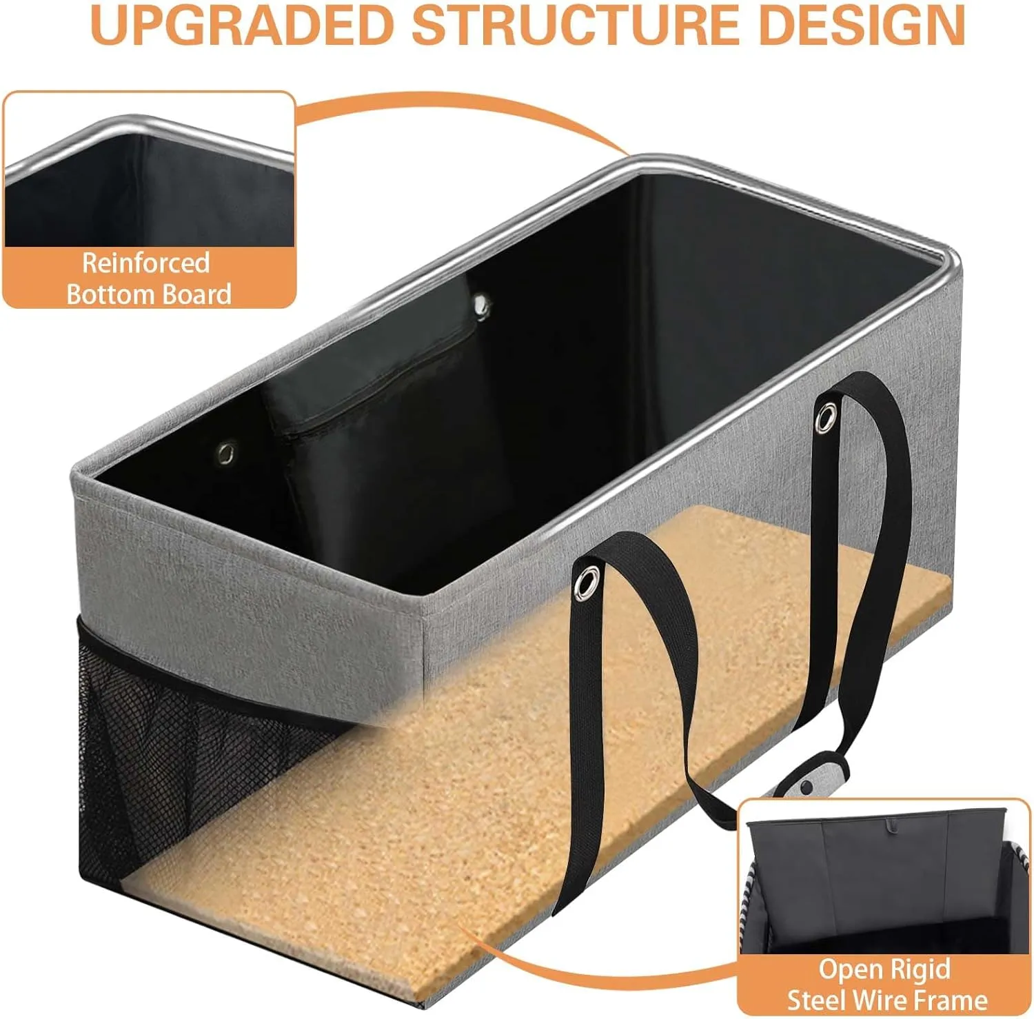 Standing Extra Large Utility Tote Bag with Metal Wire Frame, Large Structured Tote Bag with Hard Bottom, Beach Bag