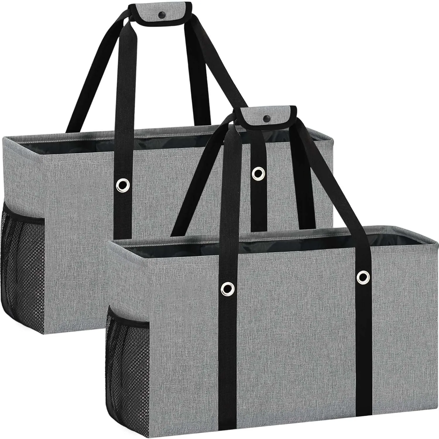 Standing Extra Large Utility Tote Bag with Metal Wire Frame, Large Structured Tote Bag with Hard Bottom, Beach Bag