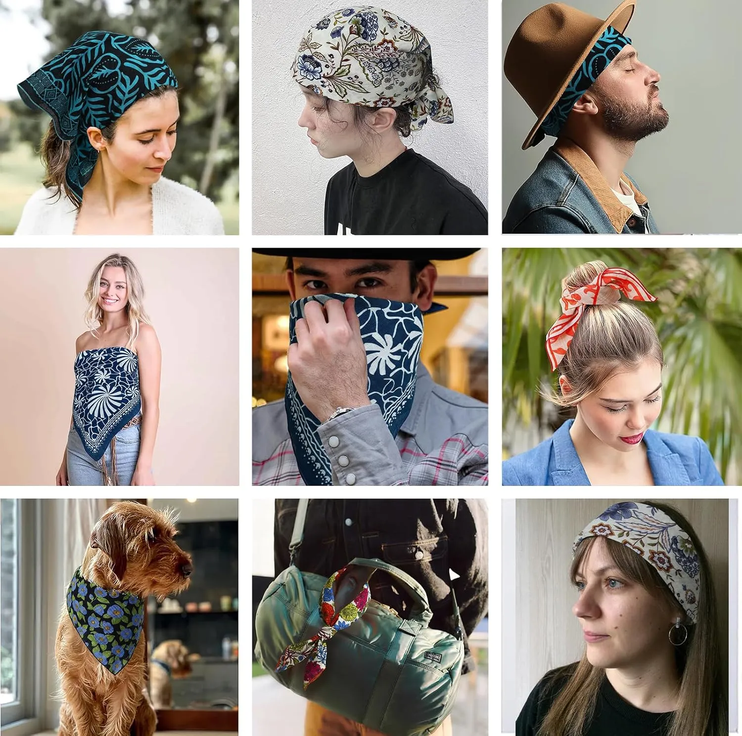 STARWHISPER Multicolored 22''x22'' Cotton Bandana for Women and Men Multi-purpose Headband Hair Scarf Protective Coverage