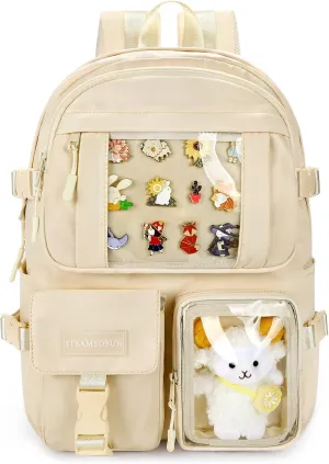 STEAMEDBUN Kawaii Backpack Cute Aesthetic Backpack for Girls,Ita Backpack with Inserts for School (without pins)