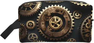 Steampunk Gears Print Large Capacity Zippered Storage Bag Travel Cosmetic Organizer for Toiletries Makeup
