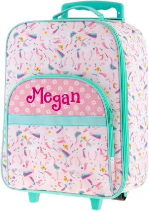 Stephen Joseph Kids Rolling Luggage, Unicorn All Over Print, Carry On Suitcase, Travel Bag with Storage, Personalized with Custom Name