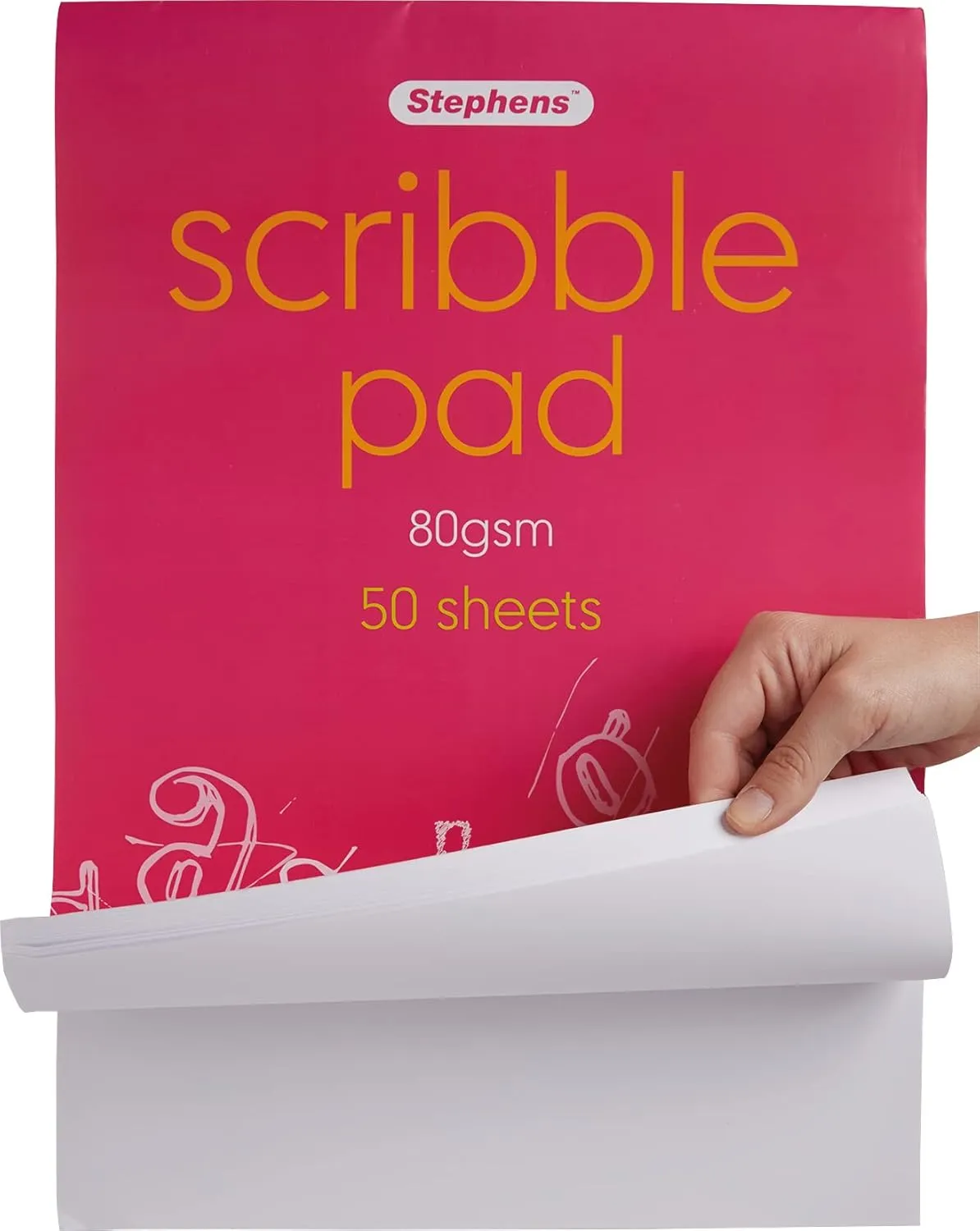 Stephens Scribble Pad (RS542056), A4, Gum Bound, 80GSM, 50 White Sheets, for Home, School, Professional Artists, College, Technical Drawing, Sketching, Amateurs, Arts and Crafts