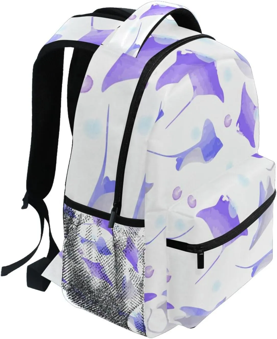 Stingray Fish Watercolor Boys Girls Kids School Backpacks Bookbag, School Bag Travel Backpack Daypack