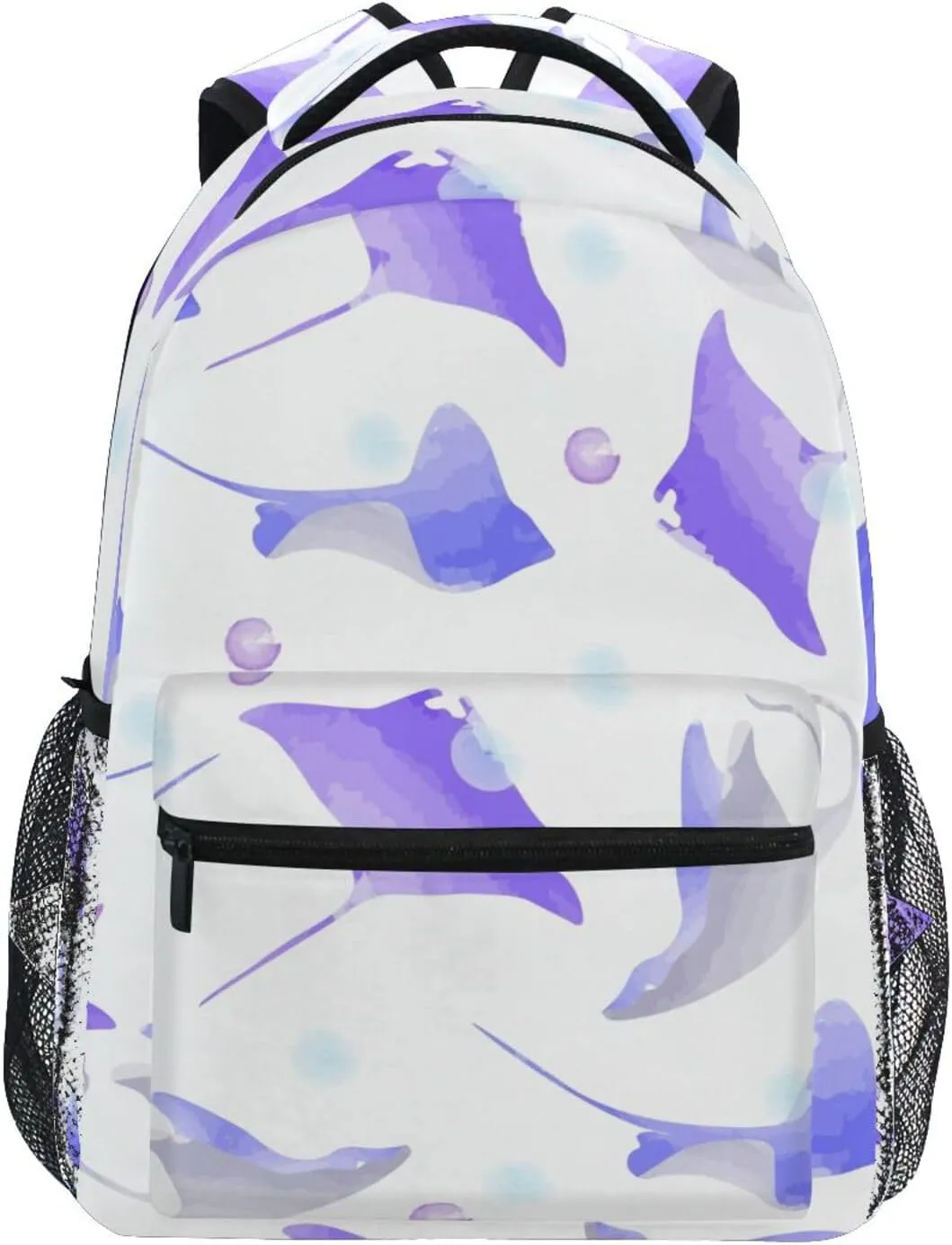 Stingray Fish Watercolor Boys Girls Kids School Backpacks Bookbag, School Bag Travel Backpack Daypack