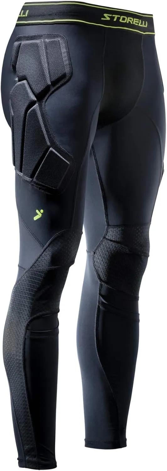 Storelli BodyShield Goalkeeper Leggings 2 | Full-Length Padded Soccer Goalie Pants | Enhanced Lower Body Protection | Black | Youth Large