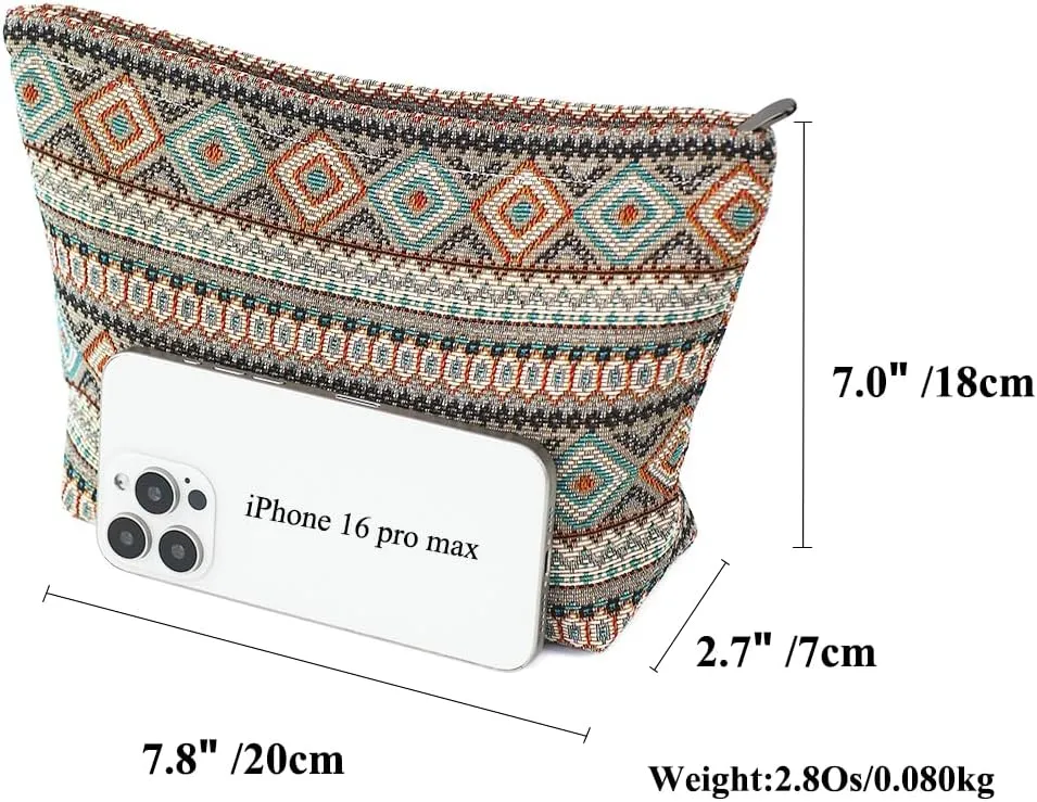 Stylish Jacquard Makeup Bag - Large Capacity Cosmetic Pouch & Travel Toiletry Organizer with Zipper, Perfect for Daily Use & Gifts