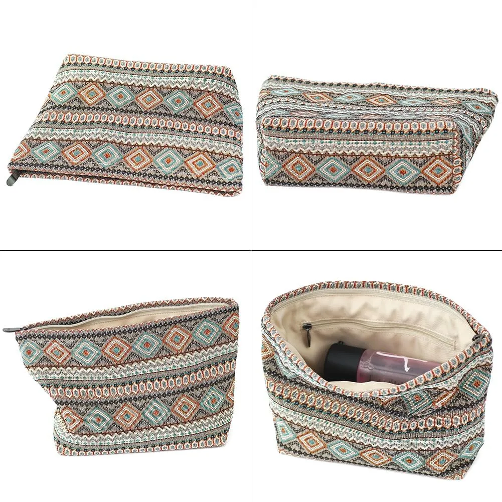 Stylish Jacquard Makeup Bag - Large Capacity Cosmetic Pouch & Travel Toiletry Organizer with Zipper, Perfect for Daily Use & Gifts