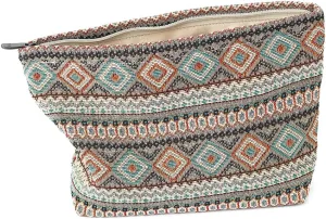 Stylish Jacquard Makeup Bag - Large Capacity Cosmetic Pouch & Travel Toiletry Organizer with Zipper, Perfect for Daily Use & Gifts