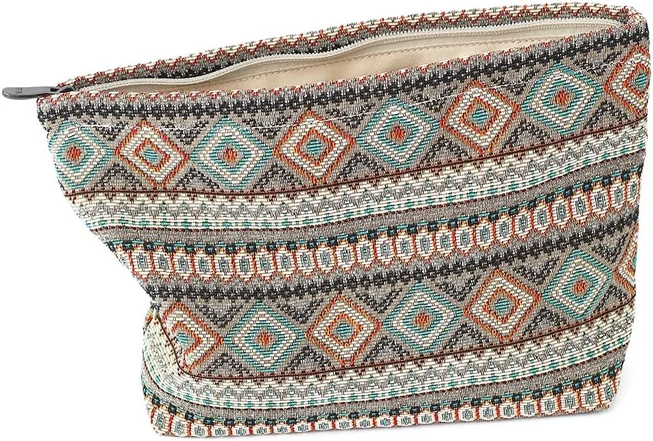 Stylish Jacquard Makeup Bag - Large Capacity Cosmetic Pouch & Travel Toiletry Organizer with Zipper, Perfect for Daily Use & Gifts