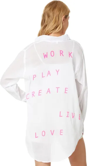 SUNDRY Work Play Oversized Shirt White SM