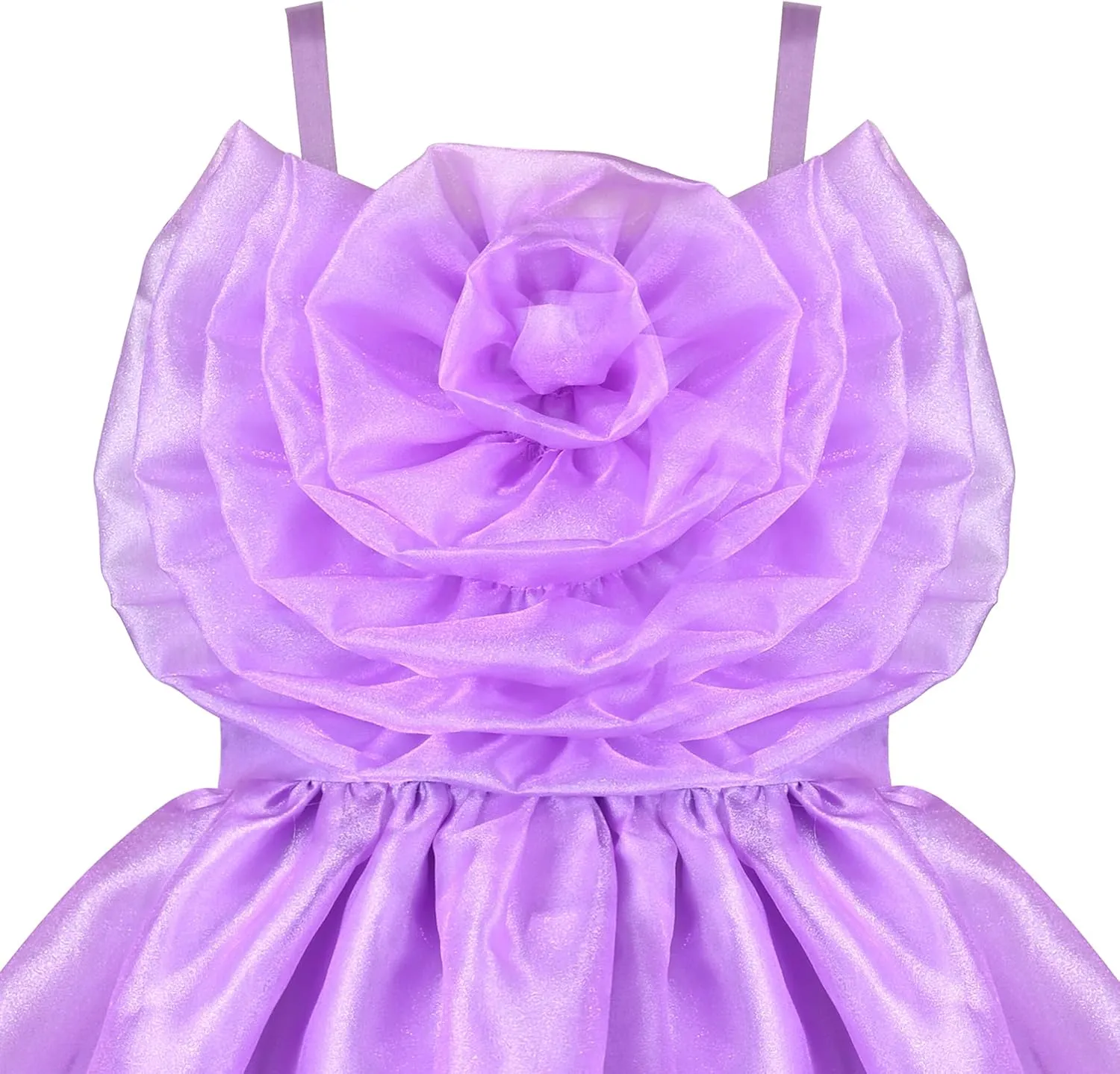Sunny Fashion Girls Dress Rose Flower Ruffle Spaghetti Strap Princess Party