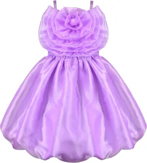 Sunny Fashion Girls Dress Rose Flower Ruffle Spaghetti Strap Princess Party