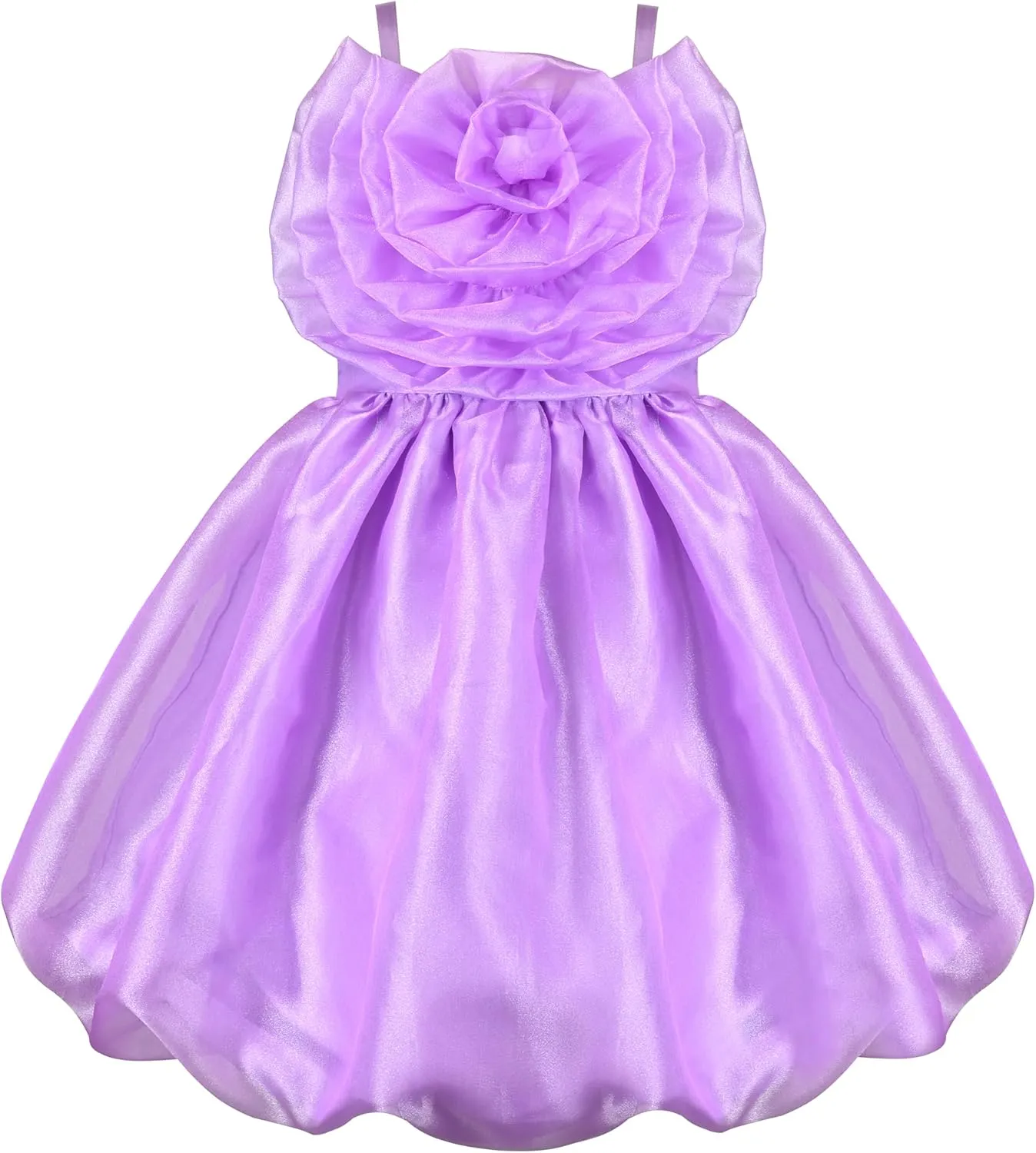 Sunny Fashion Girls Dress Rose Flower Ruffle Spaghetti Strap Princess Party